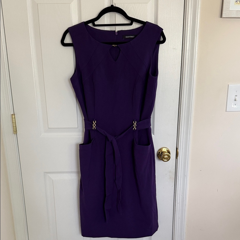Ellen Tracy Rich Purple Midi Dress